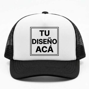 Gorra trucker negra con frente blanco personalizada con diseño propio
